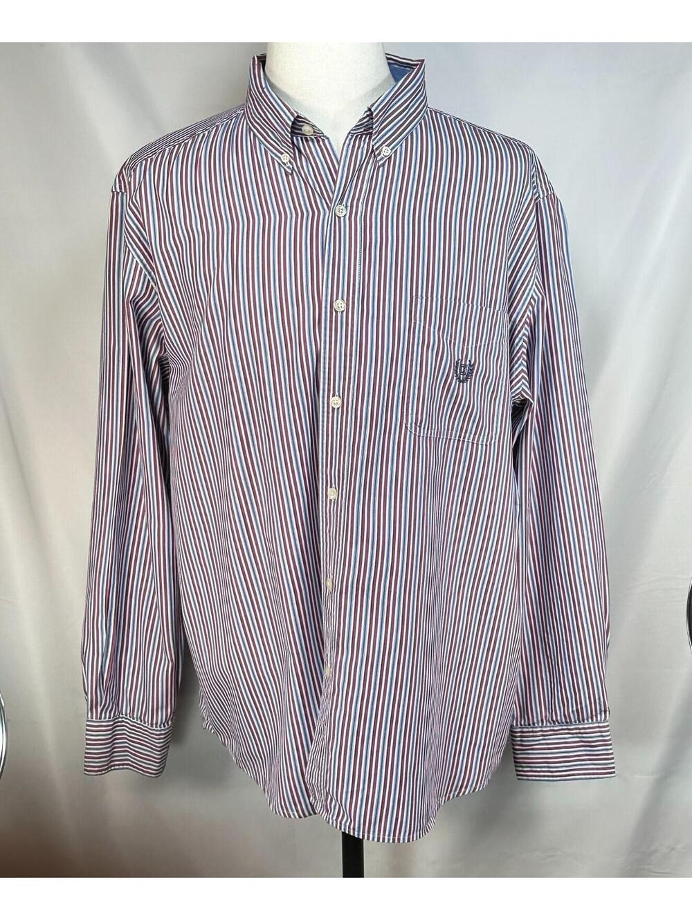 Ralph Lauren Chaps Easy Care Button Up Shirt Red/Blue Men XL